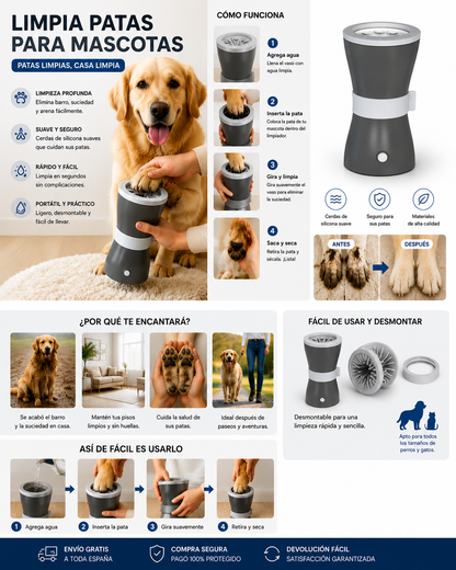 Vaso automático para lavar las patas
